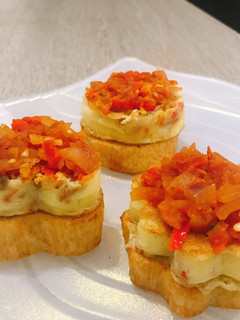 A picture of Fried yam and egg.