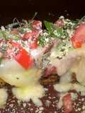 Tevaughn's non traditional Canoa de Platano stuffed with teriyaki chicken and mozzarella (ripe plantain canoe)