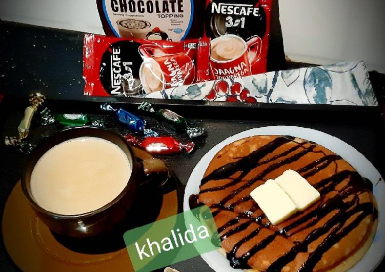 How to Make Award-winning Banana pancakes chocotopping with coffee