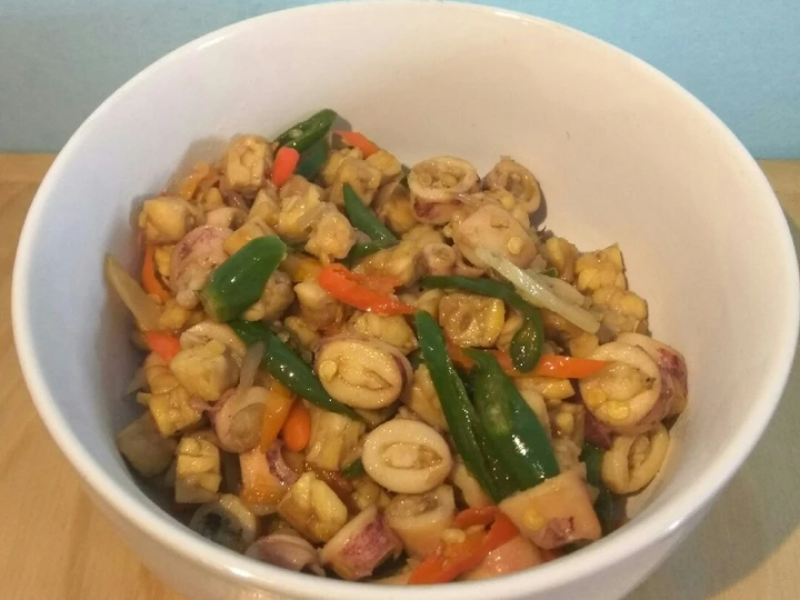Cara Gampang Membikin Resep  Tumis Cumi Asin tempe yang Enak Banget, Sempurna