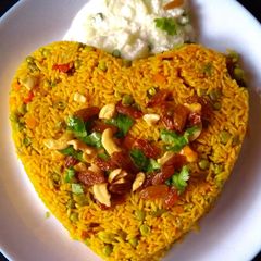 Veg Pulav with Cucumber Raita (Pulav Prepared in Pressure Cooker) A picture of Veg Pulav with Cucumber Raita (Pulav Prepared in Pressure Cooker).