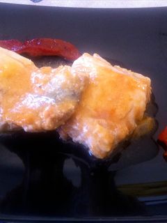 Una foto de Merluza en salsa de pimientos