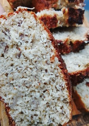 Una foto de Budín de coco y avena sin aceite