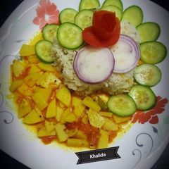 3 spices potatoes curry with cumin rice A picture of 3 spices potatoes curry with cumin rice.