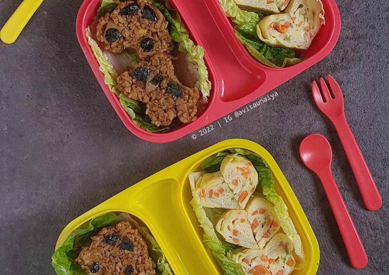 Bento Fried Rice and Heart Shaped Tamagoyaki
