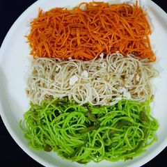 Tri colour noodles A picture of Tri colour noodles.
