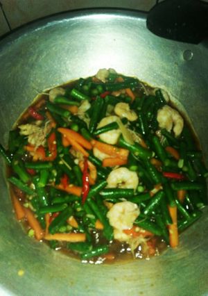 Foto resep Tumis udang kacang panjang simple