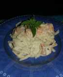 Spaghetti con camarones