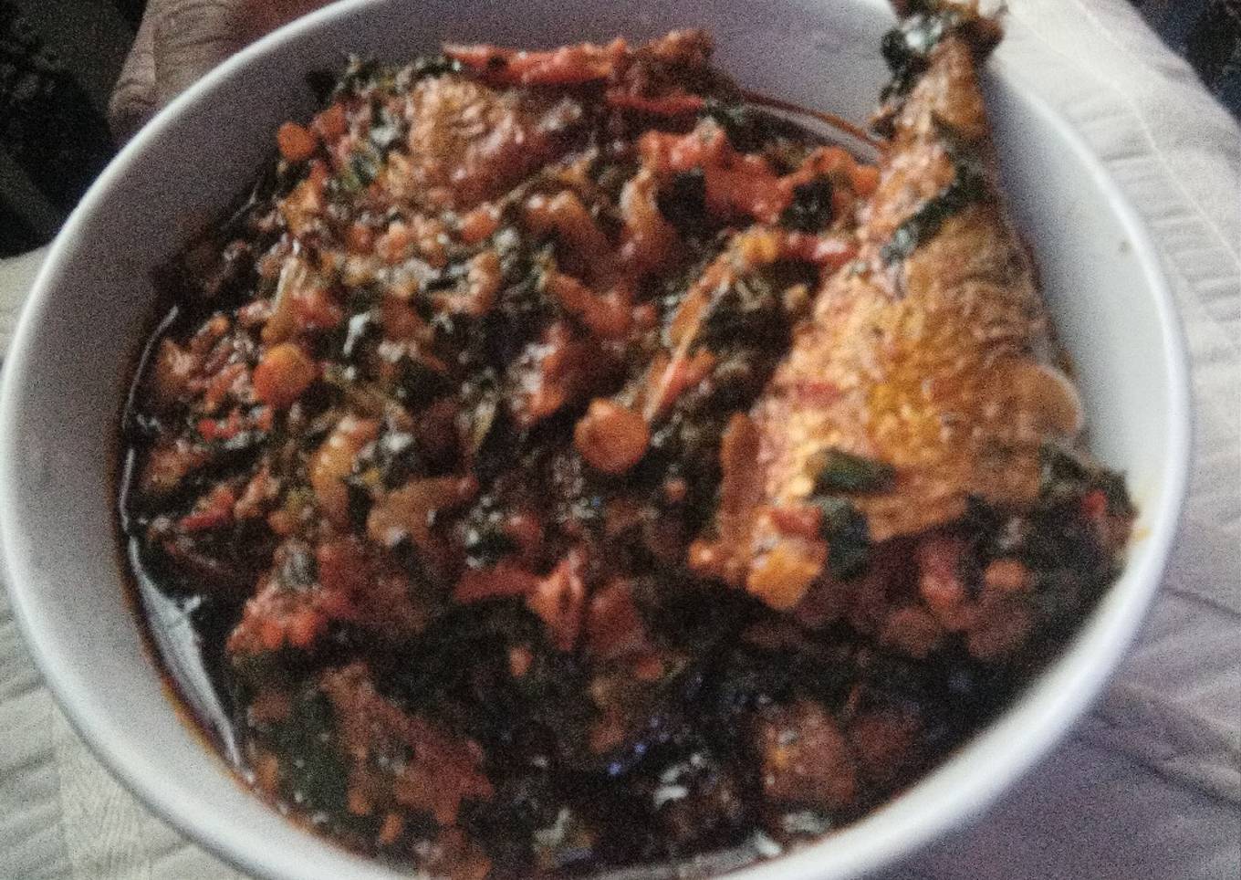 Green Pepper, Tomatoes and Ugwu vegetable Sauce