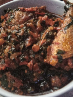 A picture of Green Pepper, Tomatoes and Ugwu vegetable Sauce.