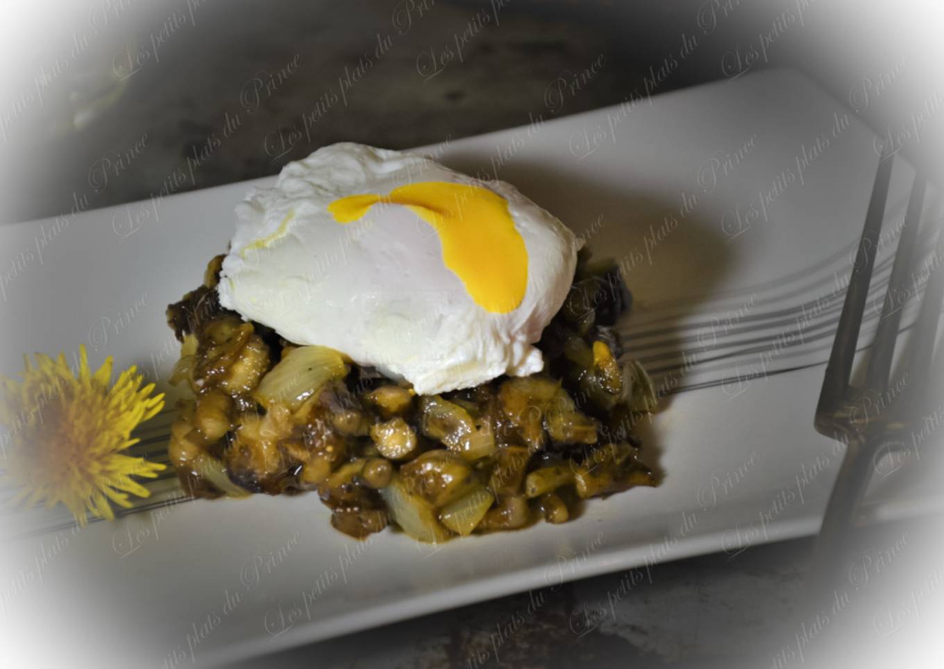 Salade tiède de racines de pissenlits et œuf poché