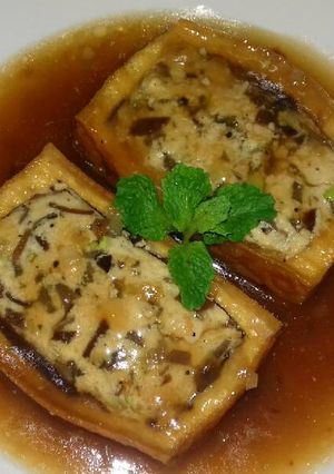 Hình của món Đậu Hủ Nhồi Nấm Kho Tương (Món Chay).