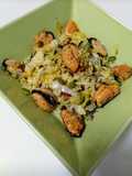 Espaguetis de col (repollo) con mejillones