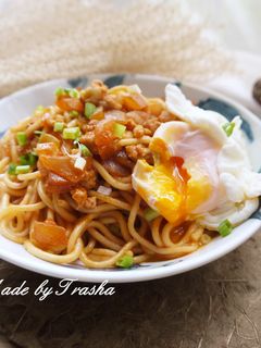 韓式辣醬肉末拌麵 的食譜成品照片