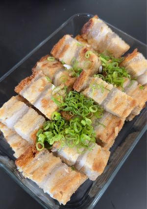 A picture of Vegan Crispy Pork Belly.