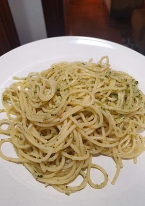 Una foto de Spaghetti al pesto genovese