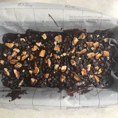 Chocolate brownies stuffed with creme caramels A picture of Chocolate brownies stuffed with creme caramels.