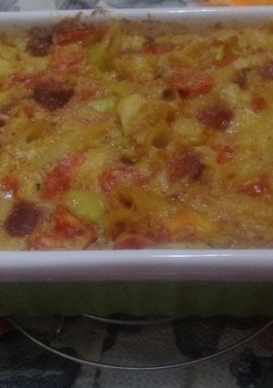 صورة لوصفة مكرونة بالسجق 😋😋