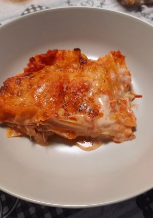 A picture of Pumpkin and Speck Lasagna.