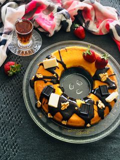 عکسی از دستور کیک دو رنگ خانگی