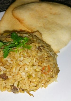 Foto resep Nasi goreng sambal matah plus daging