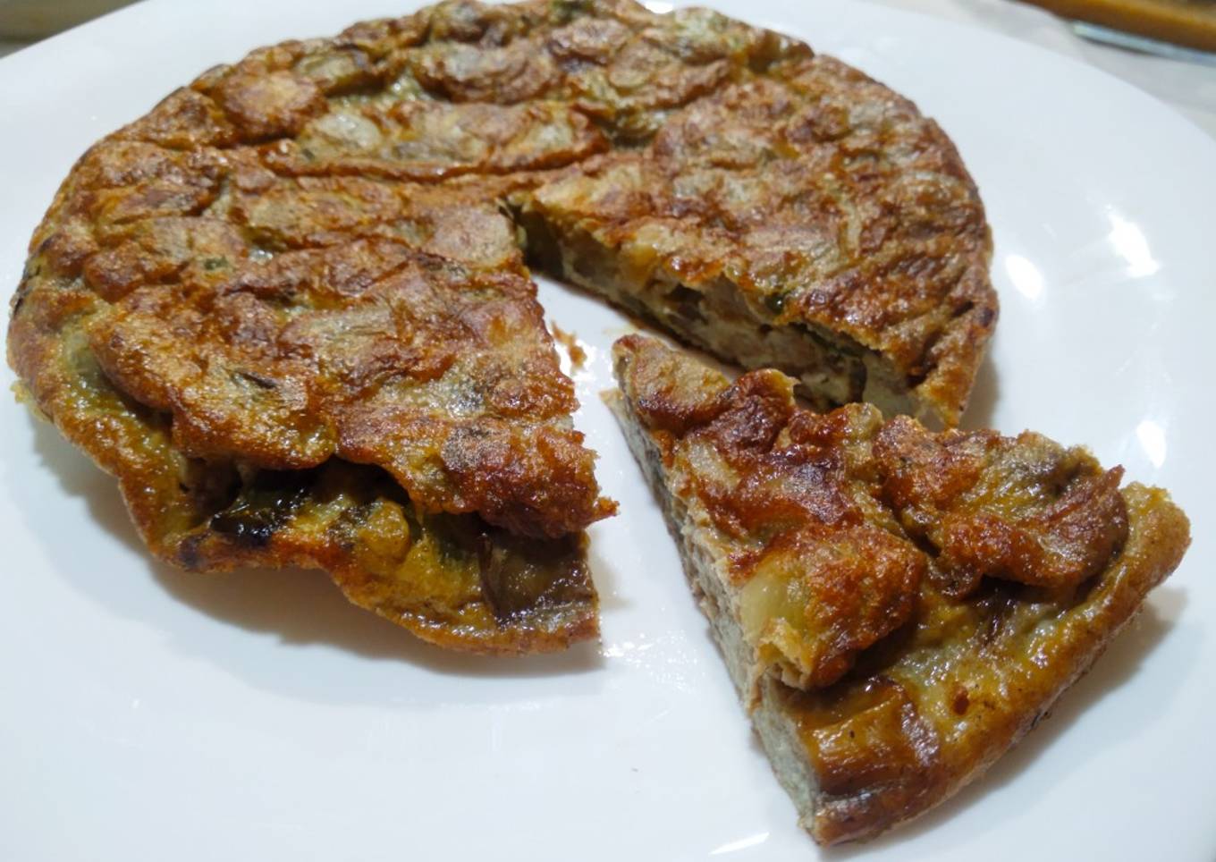 Tortilla de berenjena y pimiento verde