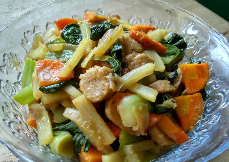 Cara Gampang Menyiapkan Tumis Sayur Tempur Saus Tiram (Lobak+Pokcoy+Wortel+Bakso) Anti Gagal