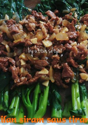 Foto resep kailan siram saus tiram daging sapi