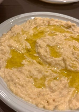 A picture of Smoky Lebanese Baba Ghanouj (Aubergine Moutabbal) - the real stuff 🔥.