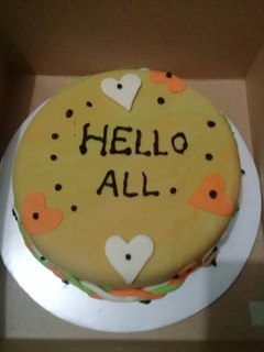 A picture of Strawberry cake covered with fondant. 1kg.