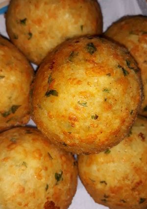 A picture of Yuca Croquettes Stuffed with Mozzarella Cheese.