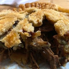 A picture of Steak and 'The King of Cheeses' Pie.