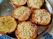 A picture of cheesy garlic bread