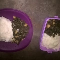 A picture of Spinach with pap.