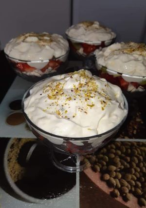 Une photo de Crème dessert au fraises et kiwi