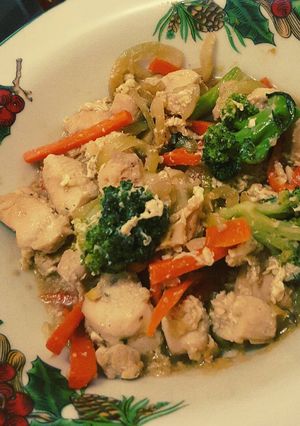 A picture of Savory Chicken Veggies Stir Fry.