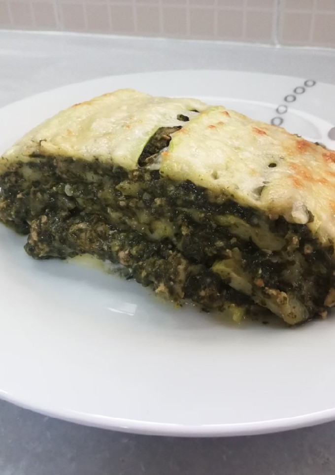 Una foto de Lasaña light con capas de calabacín🥒