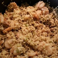 A picture of Dirty Brown Rice with Shrimp.