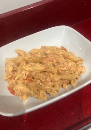 A picture of Chicken Feta Pasta #TikTok Inspo.