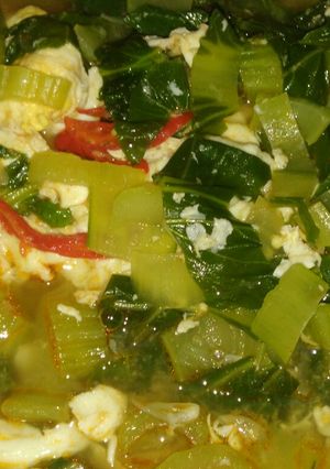 Foto resep Sawi Botol + Rebus Telur Ceplok