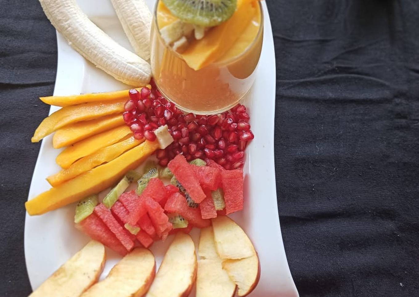 Fresh Fruits and Mango juice