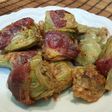 Alcachofas frescas rebozadas con jamón