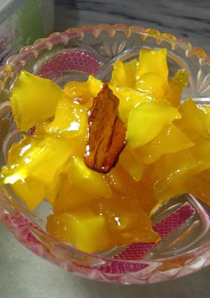 A picture of Raw mango murabba 🍯🍯🍯.