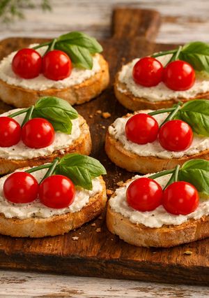 Foto di Crostini Estivi Pomodori e Basilico