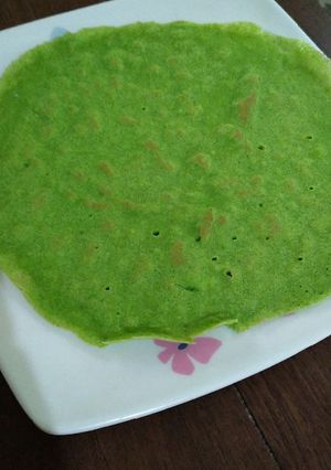Una foto de Panqueques (crepes) de rúcula con harina de arroz