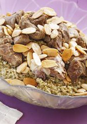 A picture of Green wheat grains with lamb - freeket ghanam.