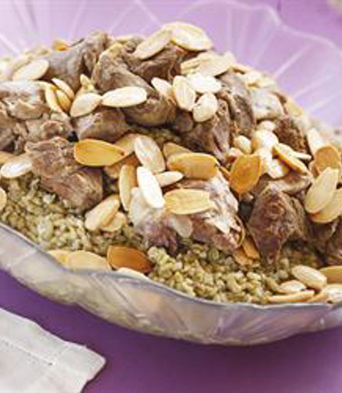 A picture of Green wheat grains with lamb - freeket ghanam.