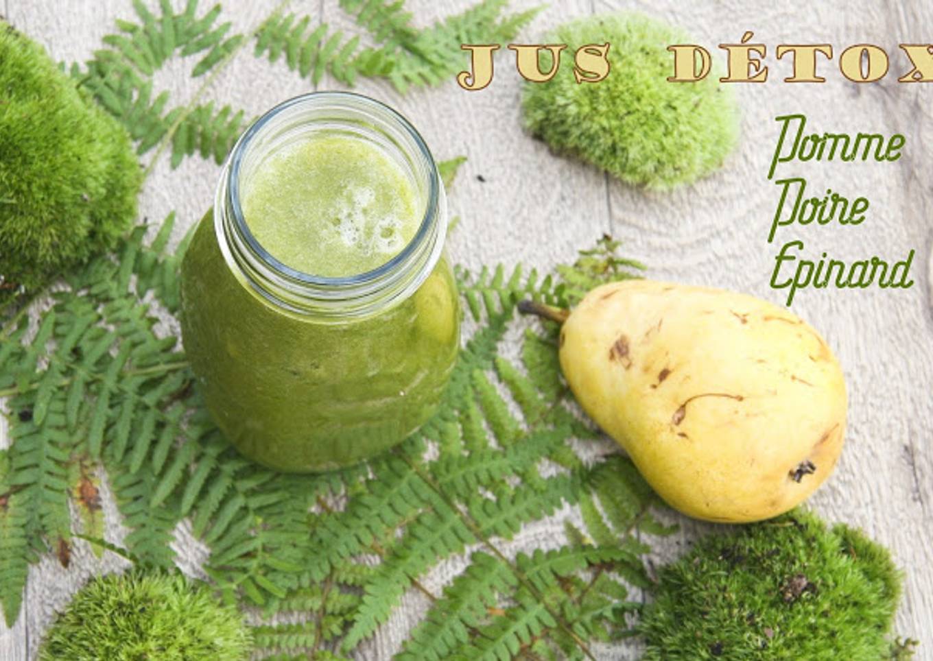 Jus détox pomme, poire et épinard