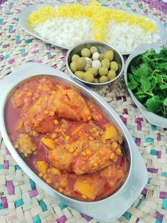 عکسی از دستور خورشت مرغ با لپه