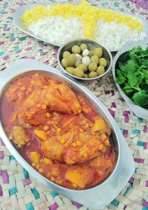 عکسی از دستور خورشت مرغ با لپه